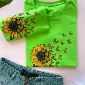 T-Shirt Girassol Borboletas